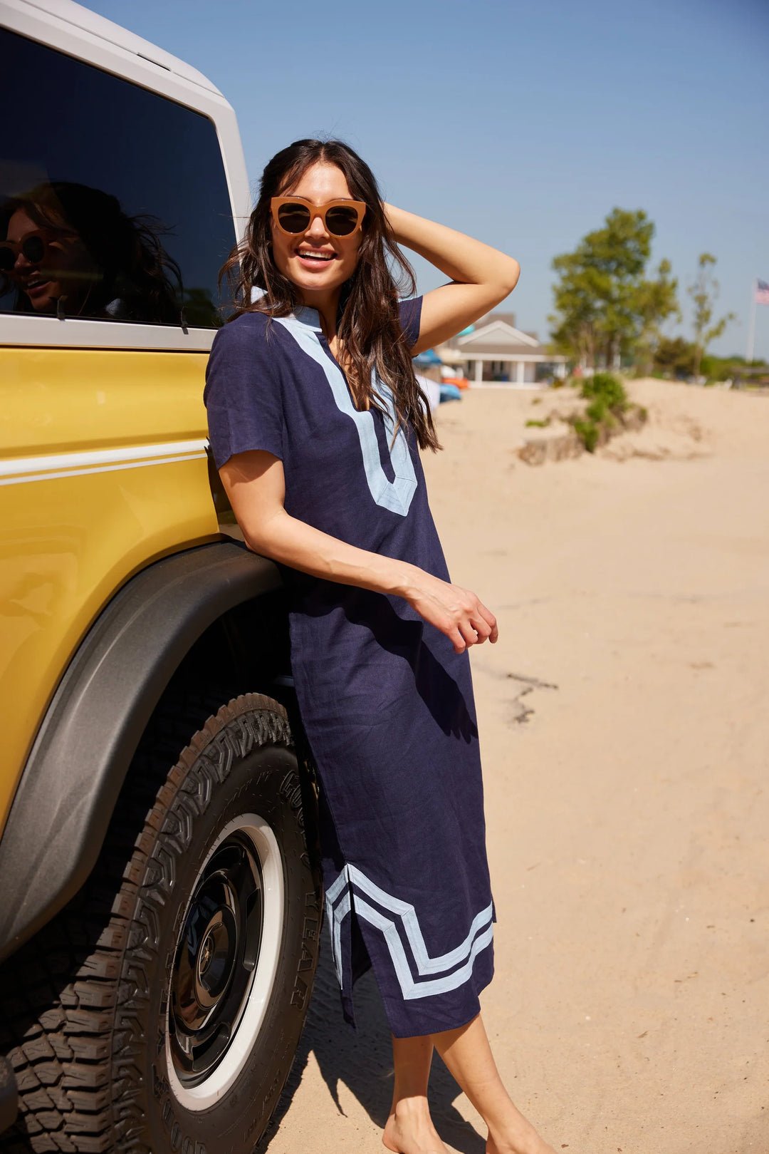 Short Sleeve Classic Maxi Tunic in Navy – Poppy and Pink