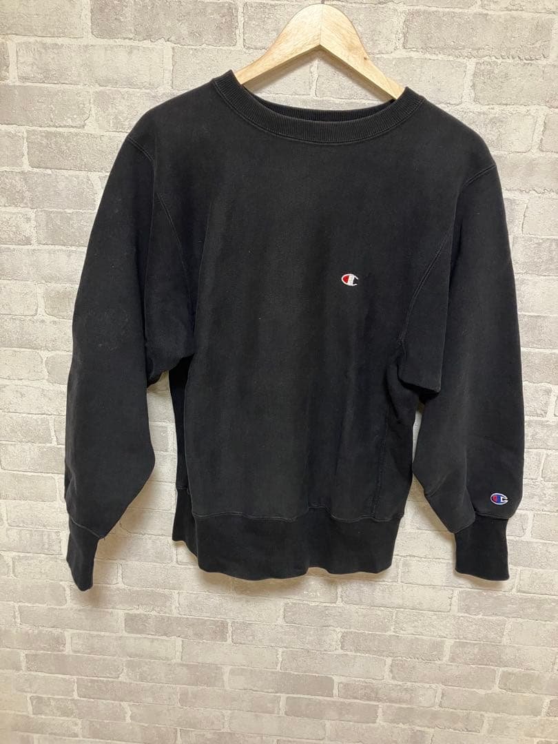 90s ビンテージ チャンピオン　リバースウィーブ　刺繍タグ　USA製　ブラック 90sUSA製 Champion リバースウィーブ 黒 XXL 刺繍タグ レア | 古着屋 Uan